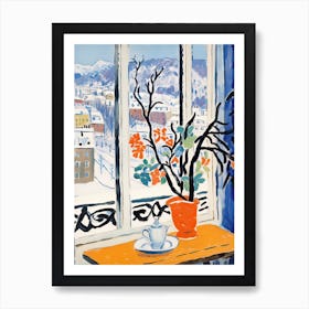 The Windowsill Of Zurich   Switzerland Snow Inspired By Matisse 4 Art Print