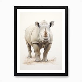 Simple Rhino Portrait 3 Art Print