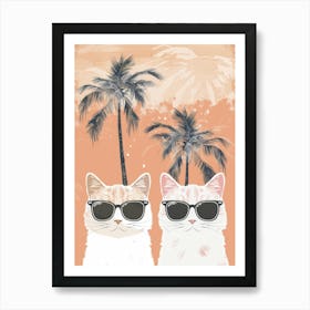 Two Cats In Sunglasses Vector Art Print