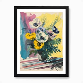 Anemone Flowers On A Table   Contemporary Illustration 3 Art Print