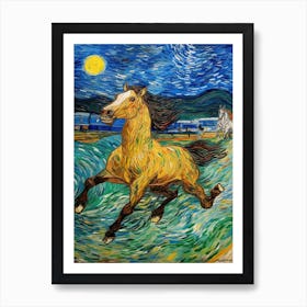 Horse Racing In The Style Of Van Gogh 3 Art Print