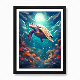 Sea Turtle In The Ocean Art Print