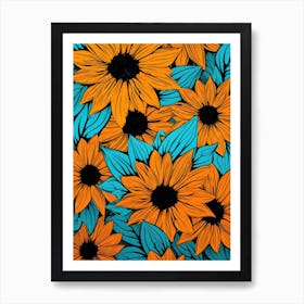 Sunflowers Seamless Pattern Art Print