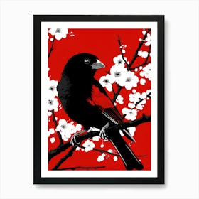 Cherry Blossom Bird Art Print