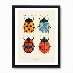 Colourful Insect Illustration Ladybug 32 Poster Art Print