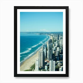 Gold Coast Aerial Drone Image Of Cityscape And Beach. Overlooking The Beach And City, Popular Queensland Hotels Art Print