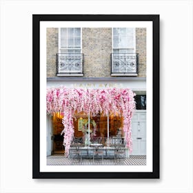 Pink Floral Cafe London Art Print