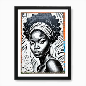 Vintage Graffiti Mural Of Beautiful Black Woman 116 Art Print