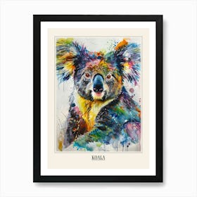 Koala Colourful Watercolour 4 Poster Art Print