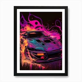 Muscle Smoke Drift Retro Racing vintage classic Car 10 Art Print