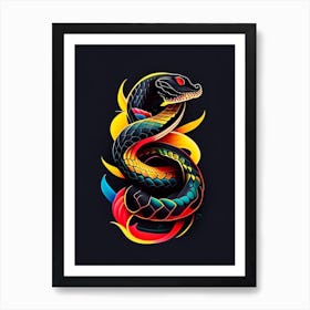 Black Snake Tattoo Style Art Print