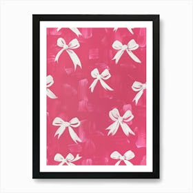 Pink And White Bows 2 Pattern Art Print