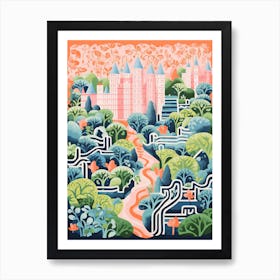 Chateau De Villandry Gardens Abstract Riso Style 3 Art Print