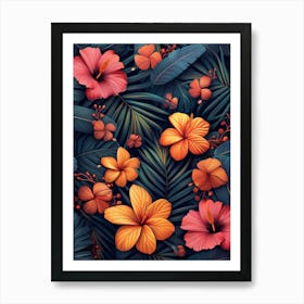 Wallpaper Tropical Hibiscus Art Print