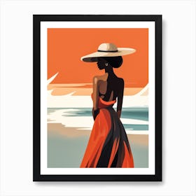 Illustration of an African American woman at the beach 124 Art Print