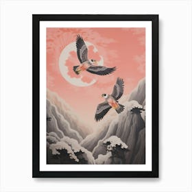 Vintage Japanese Inspired Bird Print Falcon 6 Art Print