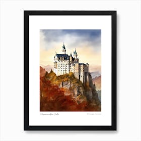 Neuschwanstein Castle 1 Watercolour Travel Poster Art Print