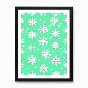 Snowflakes In The Snow,  Snowflakes Kids Illustration 3 Art Print
