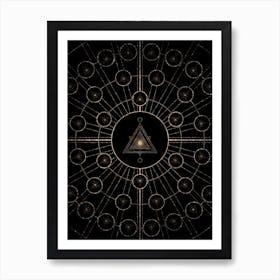Geometric Glyph Radial Array in Glitter Gold on Black n.0189 Art Print