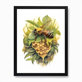 German Yellowjacket Bee Beehive Watercolour Illustration 2 Art Print