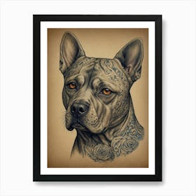 Tattooed Bull Terrier Art Print