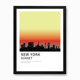 New York Sunset United States of America Art Print