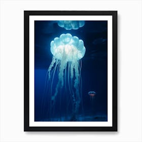 Moon Jellyfish Ocean Realistic 3 Art Print