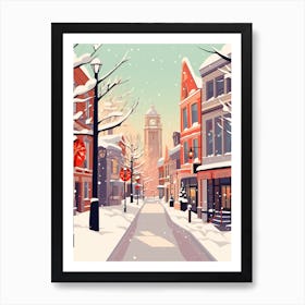 Vintage Winter Travel Illustration Manchester United Kingdom 11 Art Print