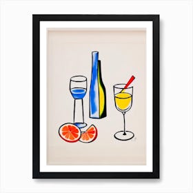 Caipirinha 2 Picasso Line Drawing Cocktail Poster Art Print
