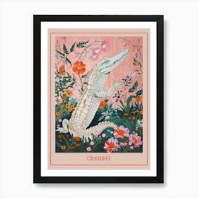 Floral Animal Painting Crocodile 2 Poster Art Print