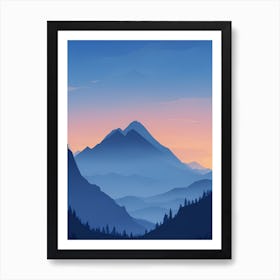 Misty Mountain Background Blue Color Theme Sunset Simple Minimalistic Vector Art Light Color 3 20231023202046469 Ubcq Xojb Art Print