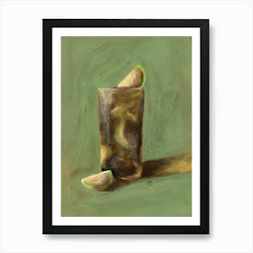 Cuba Libre - cocktail still life bar cafe alcoholic drink beverage olive green vertical Anton Maliar Art Print