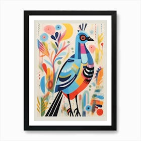 Colourful Scandi Bird Grouse 4 Art Print