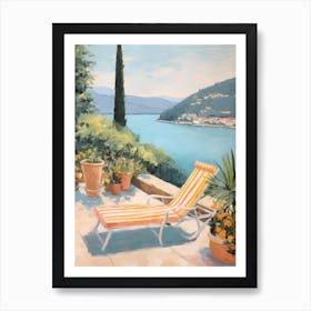 Sun Lounger By The Pool In  Genoa Italy Art Print