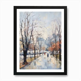 Winter City Park Painting Parc De La Tete D Or Lyon France 3 Art Print