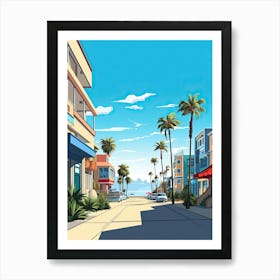 Venice Beach California, Usa, Flat Illustration 3 Art Print