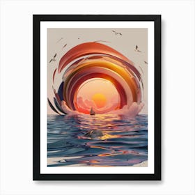 Rainbow Over The Ocean Art Print