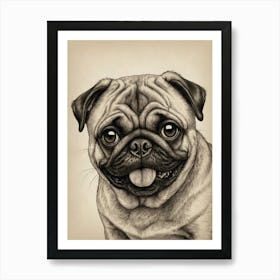 Pug Dog Drawing Art Print