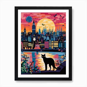 London, United Kingdom Skyline With A Cat 7 Art Print