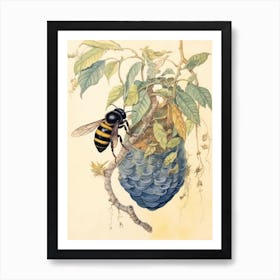 Eastern Carpenter Bee Beehive Watercolour Illustration 4 Art Print