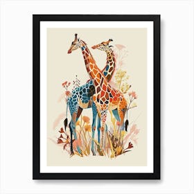 Two Giraffes Gradient Illustration Art Print