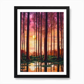 Sunset In The Forest 1 Art Print
