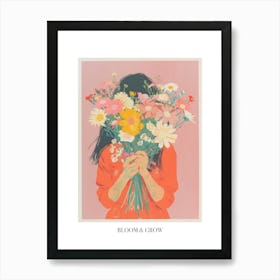 Bloom And Grow Spring Girl With Wild Flowers 4 Art Print