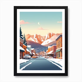 Vintage Winter Travel Illustration Aspen Colorado 1 Art Print