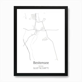 Bestensee,Germany Minimalist Map Art Print