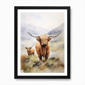 Two Curious Highland Cows 4 Art Print
