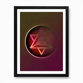 Geometric Neon Glyph on Jewel Tone Triangle Pattern 185 Art Print
