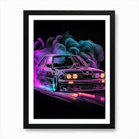 Bmw E30 Retro Racing Car 2 Art Print