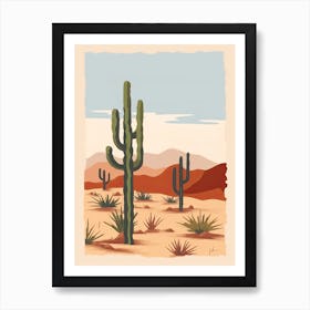 Desert Cactus Landscape Illustration 1 Art Print