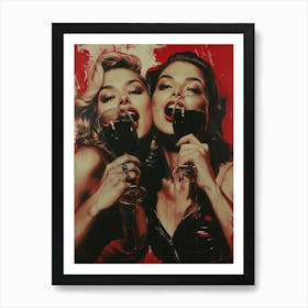 Two Women Drinking Wine 2 Art Print